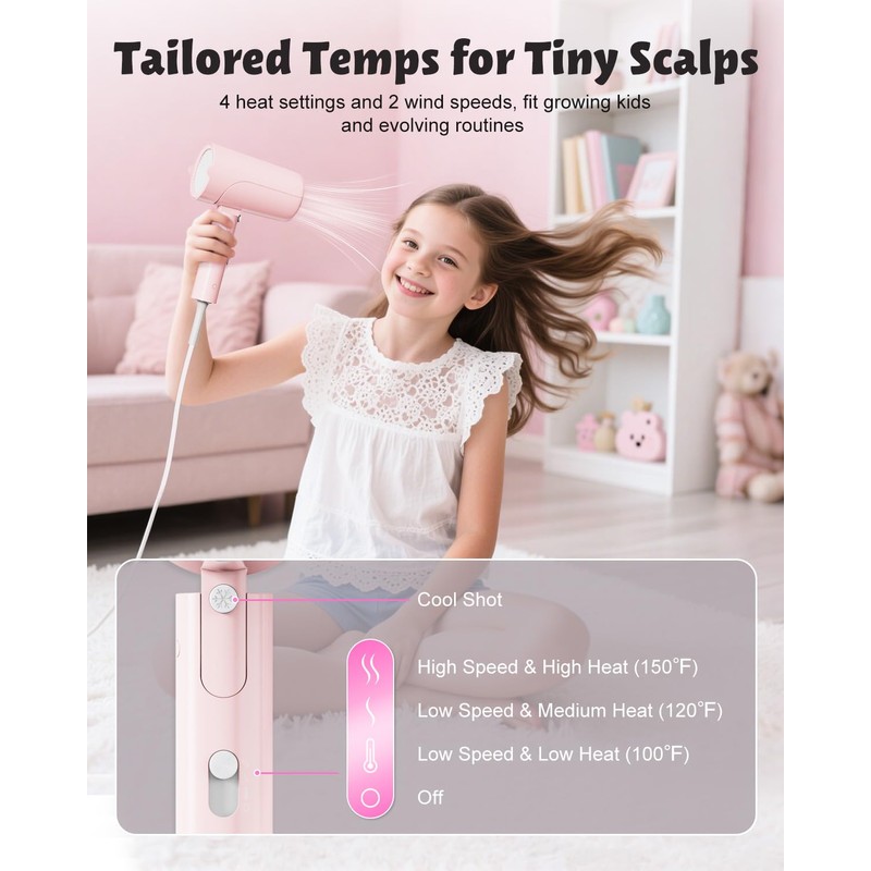 FeeKaa Foldable High Speed Kids Hair Dryer 100 Million Negative
