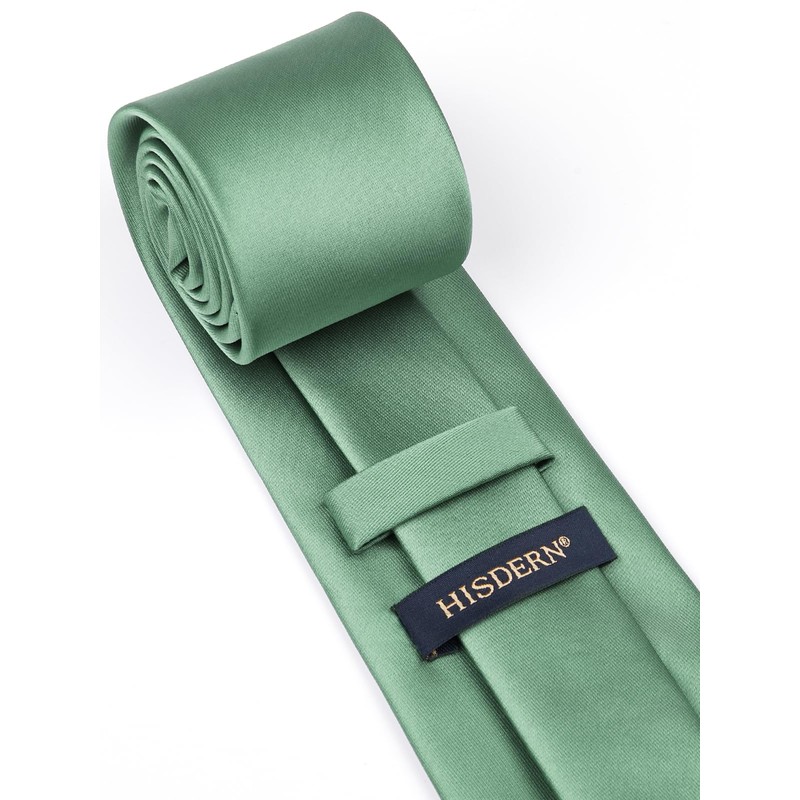 HISDERN Men's Tie Classic Plain Tie and Pocket Square Tie