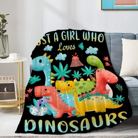 Ishanaten Just A Girl Who Loves Dinosaurs Blanket Gifts, Ultral Soft Lightweight Just A Girl Who Loves Dinosaurs Throw Blanket for Boys Girls Bedding Couch, Sofa, 40"x50" for Kids