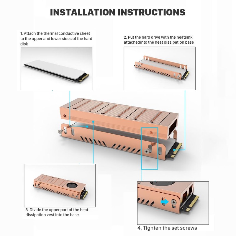 Pure Copper M.2 2280 SSD Heatsink M.2 Hard Drive Heatsink