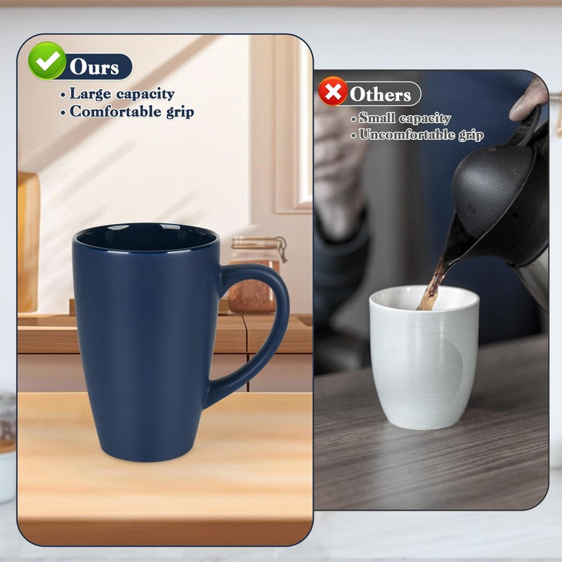BYCNZB 20oz Extra Large Ceramic Tall Coffee Mugs Set for