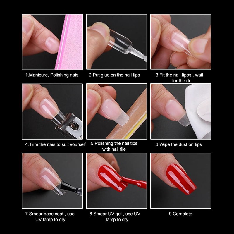 Ballerina Nail Tips, MAGIC ARMOR Pack of 120 Artificial Nails