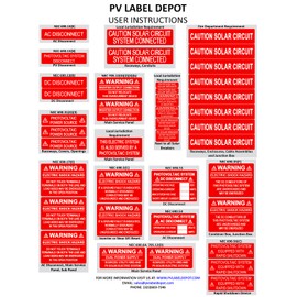 40 Premium UV Resistant Solar PV Safety Warning Photovoltaic System Labels With Rapid Shutdown