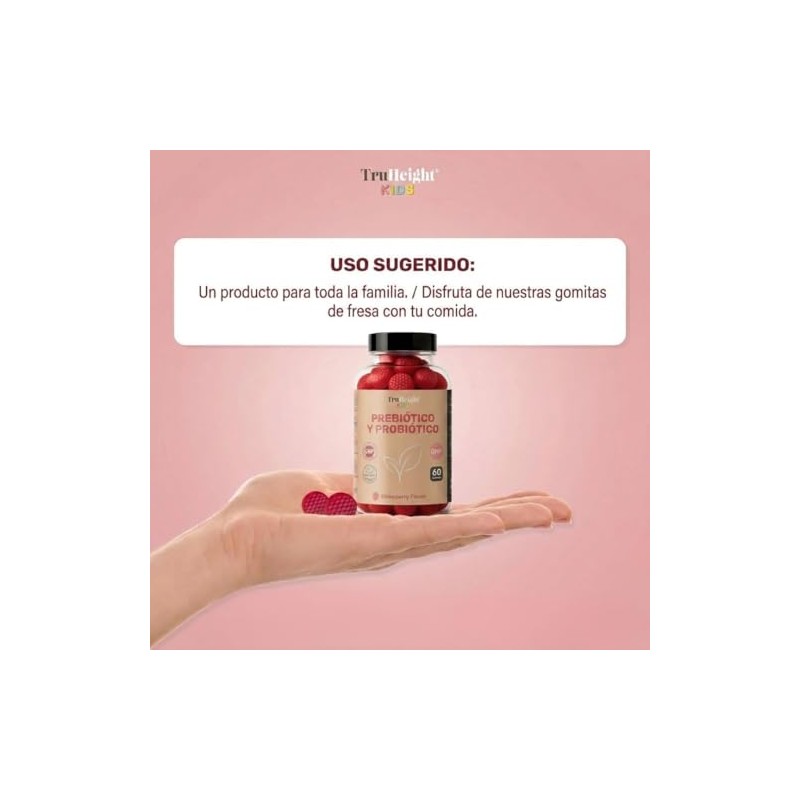 TruHeight Prebitico Probitico Frmula en Polvo Sabor Fresa, Vitaminas y