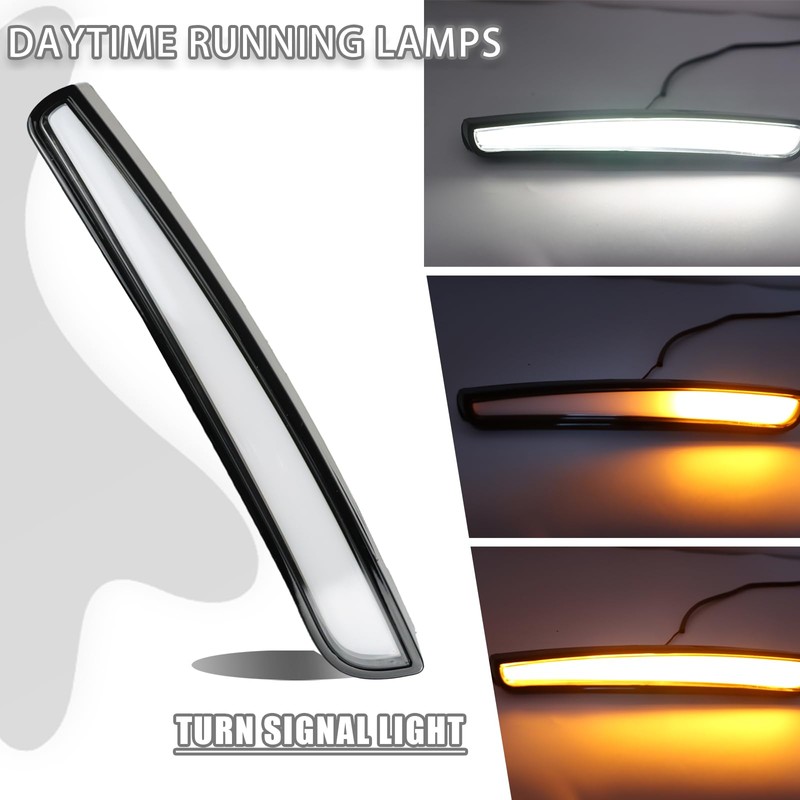 ZDEERAOTO LED Front Bumper Fog light DRL Amber Sequential Turn