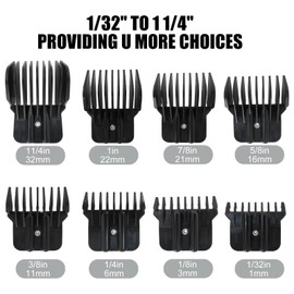 New 8 Pack Hair Clipper Guards for Ba*Byliss Pro FX787, FX726 and for Andis T-Outliner G, GO, GTO, ORL, LS2, LS3, PLS, PMT-1, RT-1, SLII, Trimmer Guards Replacement - 1/32" to 11/4"
