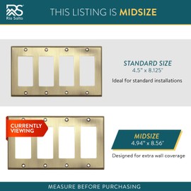 Rio Salto BRASS Signature Collection Midsize Quad Rocker Decorator Antique Gold Metal Outlet Cover or Light Switch Cover Wall Plate GFCI Matte Gold (Rocker, 4-Gang)