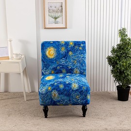 BSYMDH Armless Accent Chair Covers Printed Soft Armless Chair Slipcovers Armless Chair Slipcover Printed Slipper Chair Slipcover Printed Armless Chair Covers for Hotel Living Dining Room,10