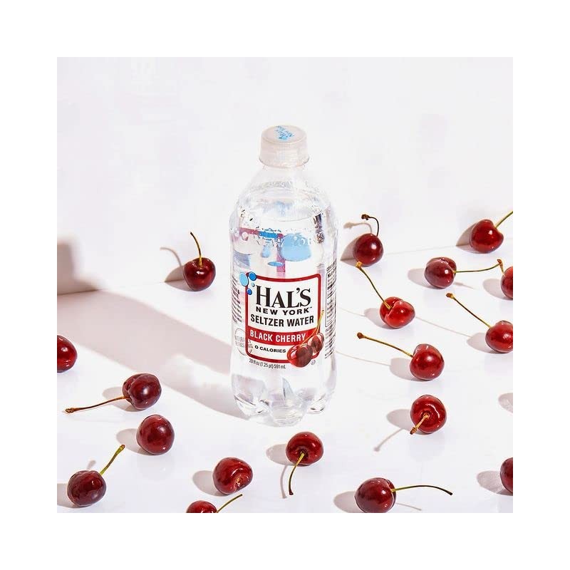 Hal's New York Seltzer Water, Black Cherry Sparkling Water, 20