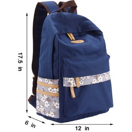 Mygreen Casual Style Canvas Backpack/School Bag/Travel Daypack Dark Blue