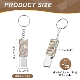 PATIKIL Emergency Whistle with Keychain, 2Pcs Bling Safety Survival Whistles Rescue Signaling Loud for Outdoor Camping Hiking Boating Hunting Fishing, Black/Colorful White