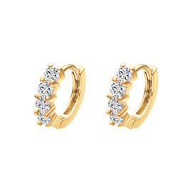 JOLCHIF Gold Huggie Earrings for Women 14K Gold Plated Cubic Zirconia Small Hoop Earrings 12mm Hoops Jewelry