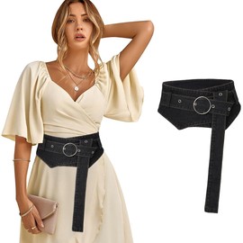 Urieo Black Corset Belt for Women, Denim Waist Cinch Belts