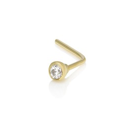 Mia Gioielli - Nose jewellery, diamond nose stud piercing 18ct gold cts 0.02 H/SI, hypoallergenic, F-05518-0G00