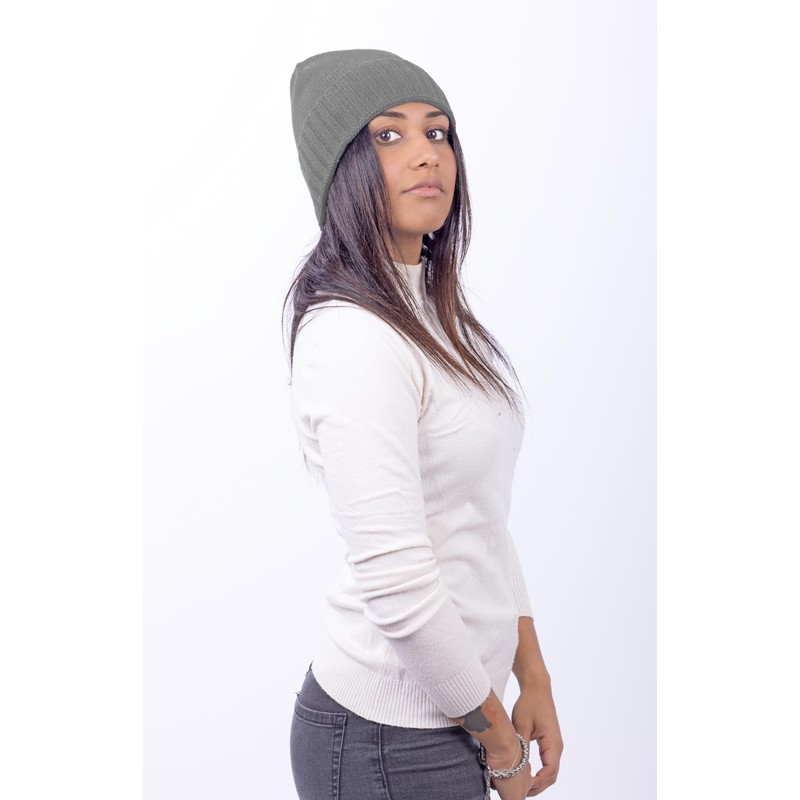 CLASSE77 70% Cashmere Blend Wool Hat (30%) with Ribbed Lapel