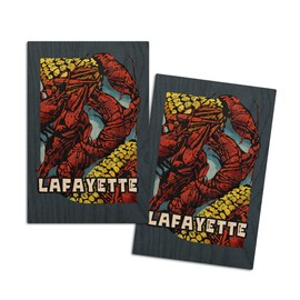 Lafayette, Louisiana, Crawfish and Corn, Scratchboard, (4x6 Birch Wood Postcards, 2-Pack Stationary, Rustic Home Wall Decor)