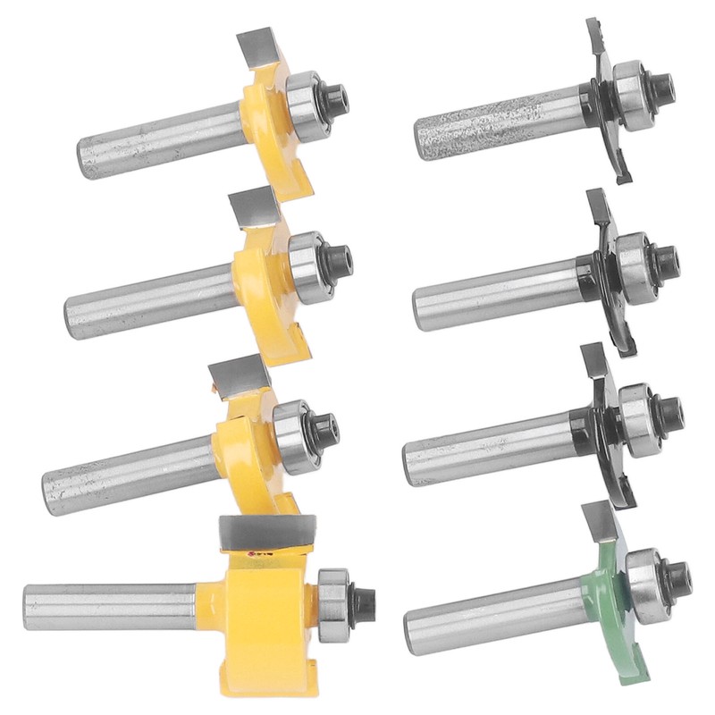 8Pcs Router Bit Groove Cutter Bit Set T Shape Wood