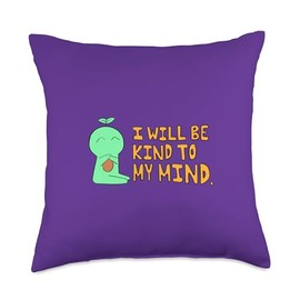 "I Will Be Kind To My Mind" Avocado Guy Throw Pillow