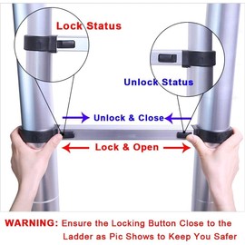 14.4ft Extension Ladder, Compact Aluminum Telescoping Ladder, Portable Lightweight Folding Telescopic RV Ladder, Collapsible Ladder for Loft, Attic, Home, 330lbs Capacity