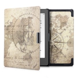 kwmobile Case for Kobo Aura Edition 1 - Book Style PU Leather Protective e-Reader Cover Folio Case - Brown/Light Brown