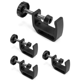 QWORK Universal C-Clamp for Desk Mount - 4-Pack Heavy Duty Versatile Clamps1/4"-20 and 3/8"-16 Thread Hole for Tables, Desks, and More