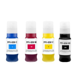 PFI050 PFI-050 70ml Pigment Ink Tank Set Remanufactured for Canon PFI-050 PFI050 PFI 050 Ink Bottle Compatible for imagePROGRAF TC-20 TC-20M Printers (1BK, 1C, 1M, 1Y) tc20m tc20 Ink Refills