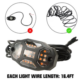 Winunite 8 Pods Amber Rock Lights Wide Angle Underglow Lights with Extension Wires, IP67 Waterproof Fender Lights for Trailer Off Road Truck ATV UTV SUV Motorcycle