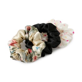 SOBONNY100% Mulberry Silk Scrunchies for Hair Sleep, Women Grils Silk Hair Ties 3 Pack (Black,Eternal Aura,Polka dot)