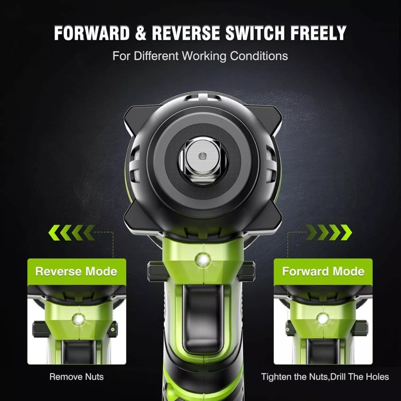 ‎Robustrue Cordless Impact Wrench 1/2 550Nm 2800RPM 2x4.0Ah Battery for