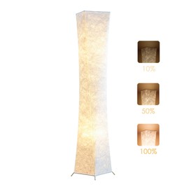 Floor Lamp, CHIPHY 61'' Dimmable Tall Lamp for Living Room, 3 Levels Adjustable Brightness 12W/2 LED Bulbs(2400 LM, 100W Equivalent) and White Fabric Shade, Modern and Contemporary for Bedroom