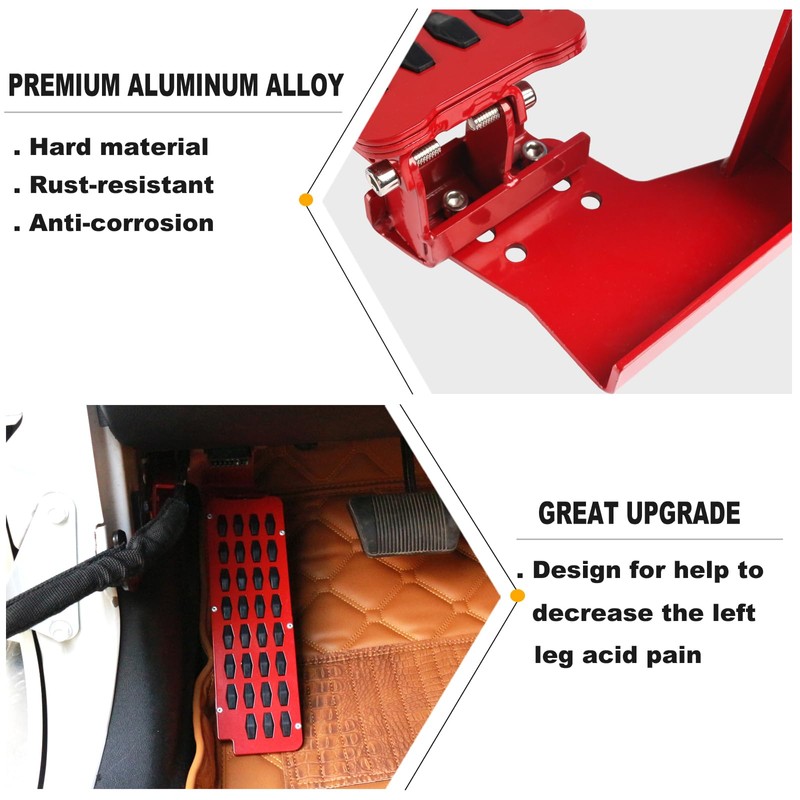 PKEDUO JK Dead Pedal Left Side Driver Foot Rest Pad