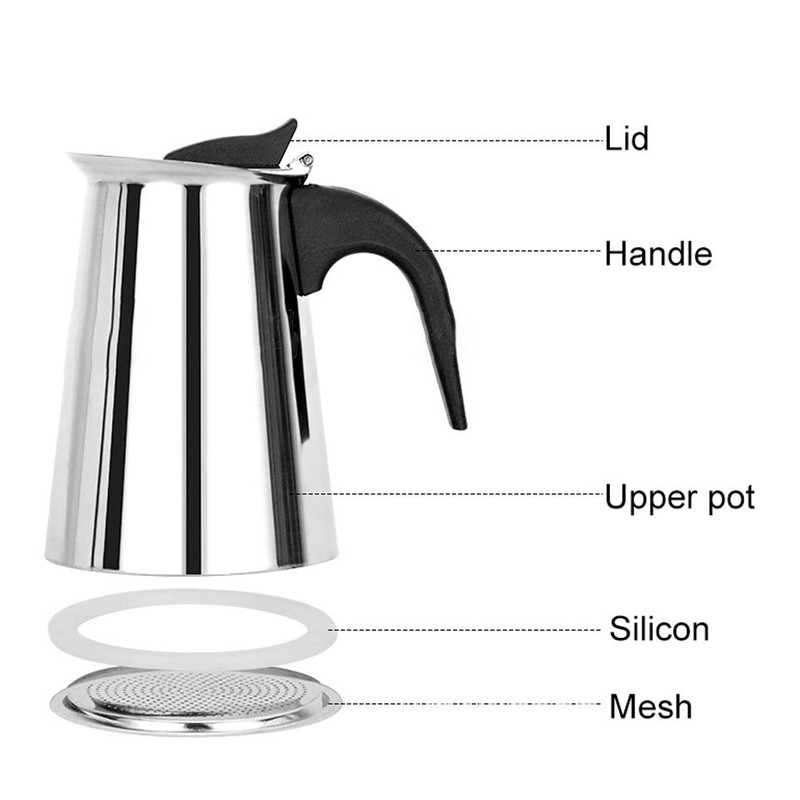 Eagle Beak Design Moka Pot Portable Stainless Steel Coffee Pot
