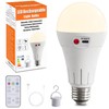 Powfloven 5000mAh Rechargeable Light Bulbs with Remote, E26 Wireless LED