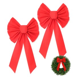 XPEX 2 Bows Velvet Bows 49cm x 26cm Large Red Bows Wreath Bows Fireplace Front Door Decoration
