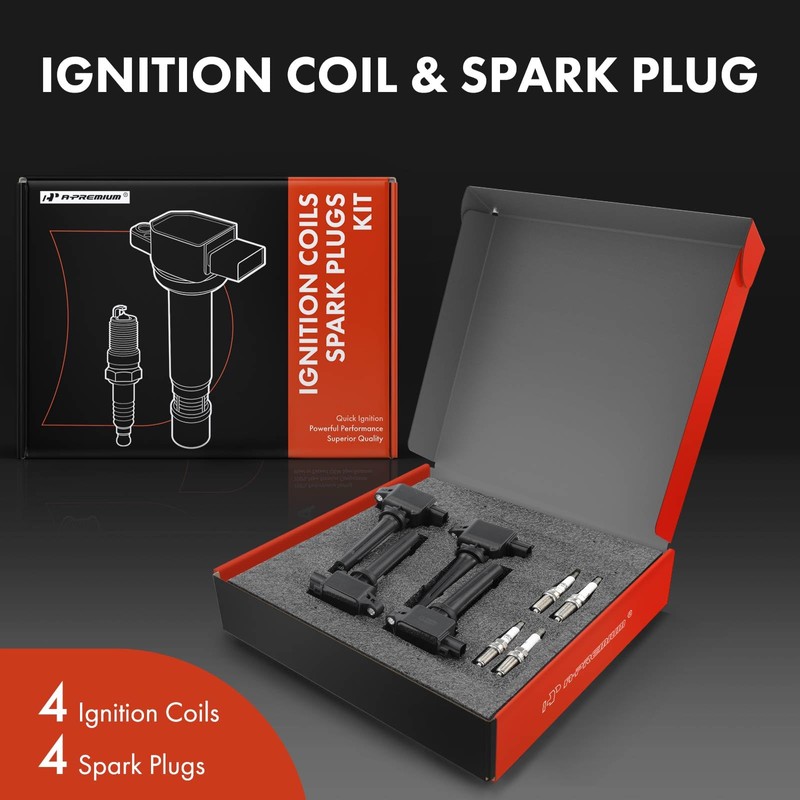 A-Premium Set of 4 Ignition Coil Pack and Iridium Spark