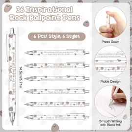 Sayglossy 36 Sets Emotional Support Gifts Pens and Keychains Bulk with Funny Card Employee Appreciation Positive Gifts for Teacher Volunteer Staff Cna Day(Stone)