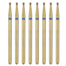 HARFINGTON 8pcs 120-140 Grits Diamond Grinding Bit 1.6mm Inverted Cone Head 2.35mm Shank 1.6mm Length Titanium Plated Stone Sanding Drill Bits Rotary Tool for Nails Grinding Polishing