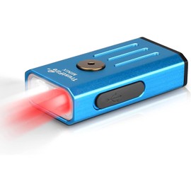 TrustFire Mini-X LED Flashlight Keychain Mini X LED 320LM Mini EDC Light Small Portable Flashlight Light (White+Red(620nm), Double Light, Blue Body)
