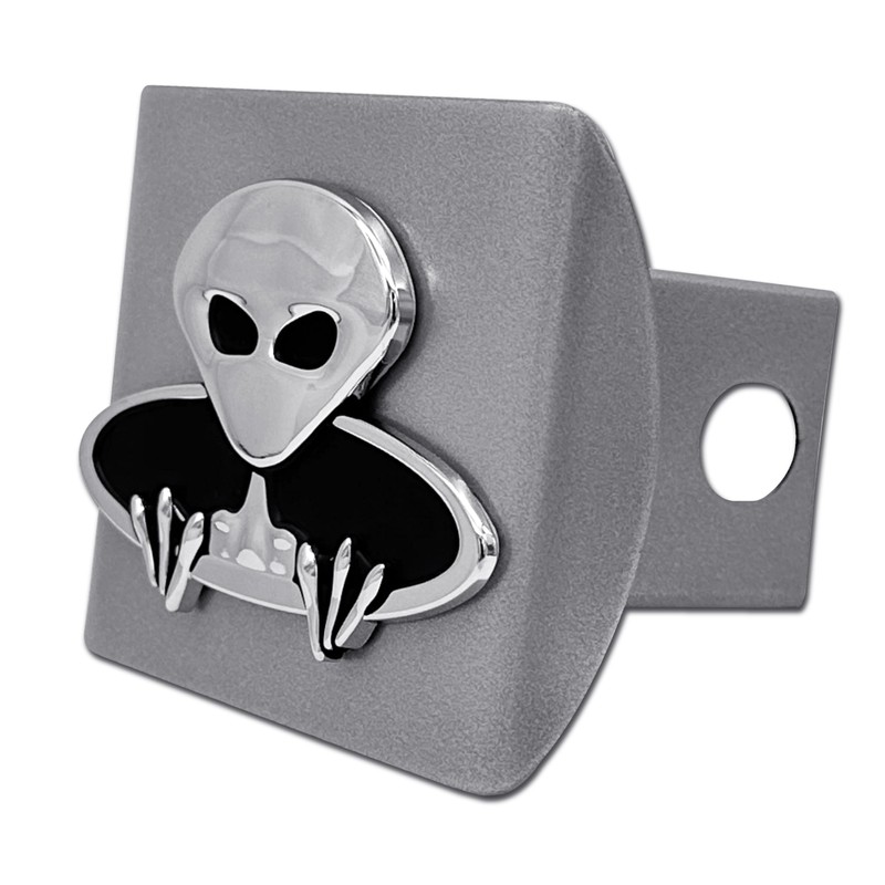 Elektroplate Metalhead Alien All Metal Brushed Chrome Hitch Cover for