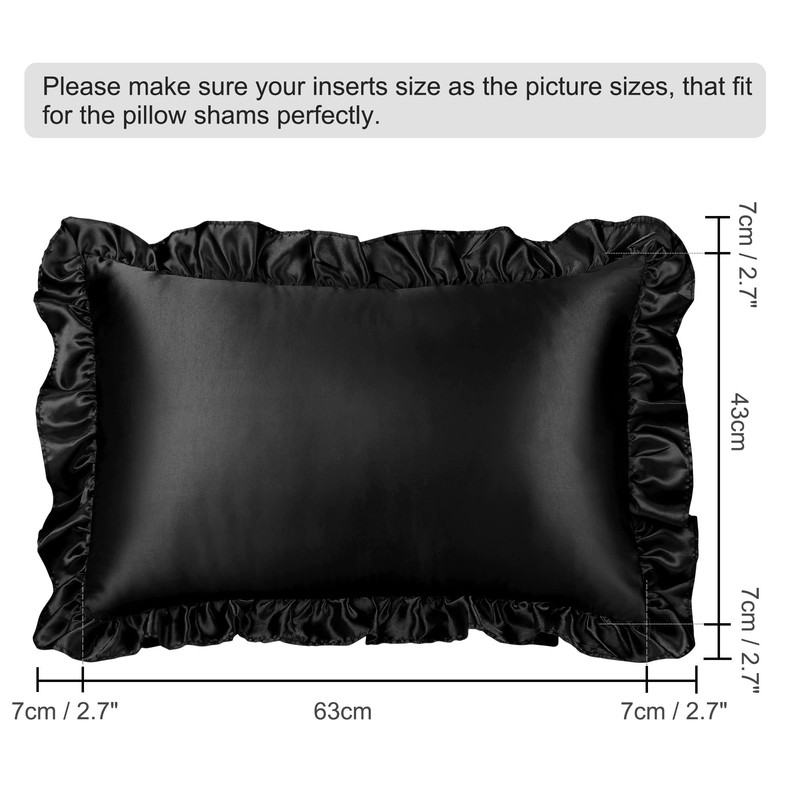 PiccoCasa Satin Pillowcase Set of 2 Pillowcases with Ruffles Cuddly