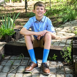 COTTON DAY Kids Boys Blue Gray Crew Casual Dress School Socks 4-6 Years Size 6 (S)