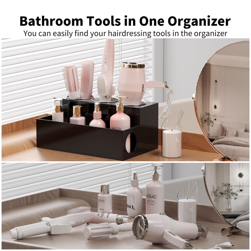 NIUBEE Hair Tool Organizer, Black Acrylic Hair Dryer and Styling