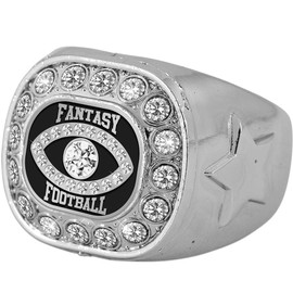 Crown Awards Fantasy Football Championship Ring, Silver Fantasy Football Ring, Size 10 Prime
