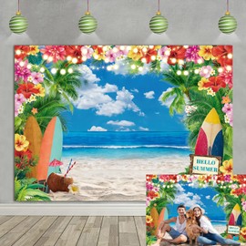 Summer Tropical Luau Palm Tree Backdrop for Summer Aloha Baby Shower Birthday Party Decoration Supplies (240x180cm)