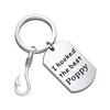 Grandpa Keychain Poppy Fishing Hook Keychain Grandfather Gift I Hooked
