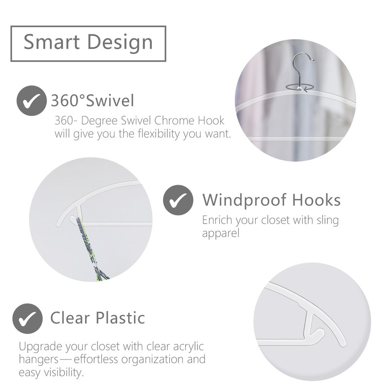 MIZGI Premium Clear Hangers (Pack of 50) Heavyduty-Acrylic No Shoulder