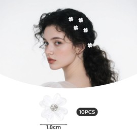 Dcsfadq 10 Stück Weiße Blumen Haarspangen Damen, Glitzern Strass Haarklammer für Braut, Kommunion Mädchen Haarschmuck, Hochzeit Kopfschmuck Haar Accessoires