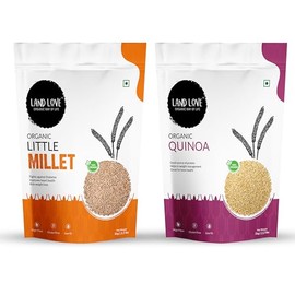 Land Love Organic Little Millet and Quinoa Superfood Combo 2.2 lbs Each Pack of 2 High Protein Rich in Fiber Gluten-Free Vegan Plant-Based Whole Grains