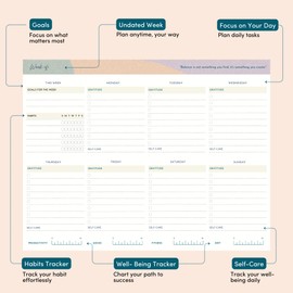 Weekly Planner Pad Tear Off - 52 Undated Weekly Planner, 8.5" x11", Weekly Daily To Do List Notepad, Full Year Productivity Planner, Weekly Desk Planner Notepad, Work Planner (Self-care 1)