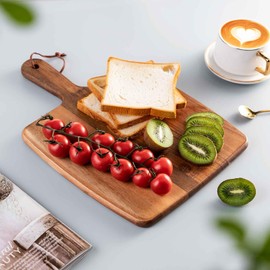 Acacia Wood Cutting Board - Wooden Kitchen Cutting Board for Meat, Cheese, Bread,Vegetables &Fruits- Charcuterie Board Cheese Serving Board with Handle (15.3"x10.2")